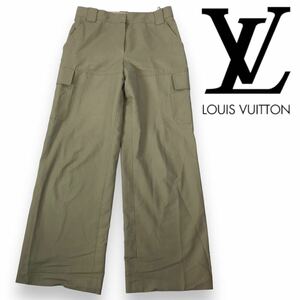 k305 LOUIS VUITTON Louis Vuitton cargo pants wide pants beige 40 lady's cotton 100% France made regular goods bottom casual 