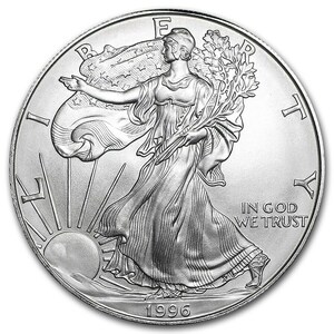 [保証書・カプセル付き] 1996年 (新品) アメリカ「イーグル・ウオーキング リバティ」純銀 1オンス 銀貨