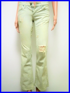  prompt decision! superior article! Earl Jean Earl Jean damage processing Flare Denim pants lady's 23