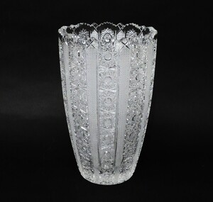 【6-30】 BOHEMIA GLASS ボヘミアグラス チェコスロバキア 花瓶フラワーベース 高さ約25.5cm