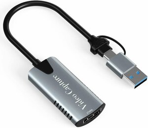キャプチャーボード ビデオキャプチャー HDMI to USB/Type C (2in1) Windows/MAC/Android/Linuxに適用 PS4 Xbox Switch