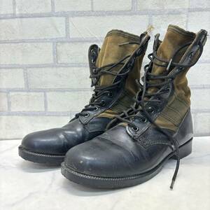 韓国製 軍用 ブーツ ミリタリー本革 キャンバス地 サイズ6W 黒 茶 