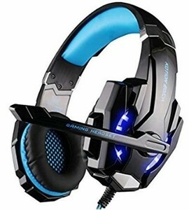 KOTION EACH G9000HEAD SET 3.5mm GAMER'S HEAD PHONES WITH MIKE NOTE-PC/TABLET/PHONE/PS4 BLACK BLUE