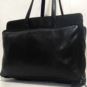 1 jpy [ regular price 15 ten thousand!] Jean-Paul Gaultier Jean Paul GAULTIER tote bag business bag high capacity A4 possible leather original leather Logo JPG black black 