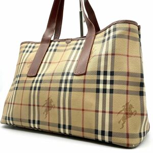  прекрасный товар /BURBERRY LONDON Burberry London большая сумка ручная сумочка noba проверка тень шланг бежевый Brown кожа PVC A4 возможно 