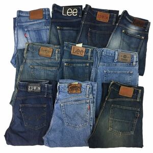 D05 Denim 10ps.@ set sale large amount EDWIN Edwin Wrangler Lee dark blue contains Denim pants ji- bread jeans G bread men's wholesale 