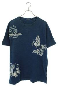 ポロラルフローレン Polo Ralph Lauren サイズ:L インディゴ染めハワイアン刺繍Tシャツ 中古 BS99