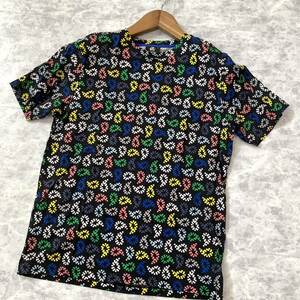 S ▼ 都会のカジュアルウェア '日本製' Paul Smith ポールスミス 総柄 マルチカラー コットン100% ストレッチ 半袖 Tシャツ size:XL 紳士服