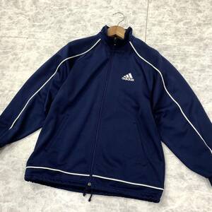 E ▼ 洗練されたデザイン!! '着心地抜群' adidas アディダス ストレッチ素材 ジップアップ ジャケット size:L メンズ スポーツウェア BLUE