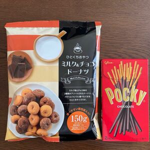 リボン ひとくちおやつ ミルク＆チョコドーナツ 150g グリコポッキー1箱