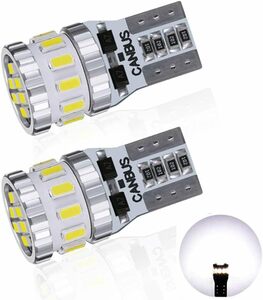 T10 LED ホワイト 爆光 2個 キャンセラー内蔵 LED T10 車検対応 3014LEDチップ18連 DC12V自動車専用