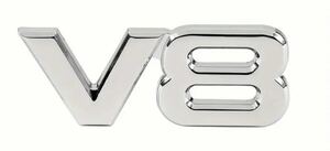 【送料無料！2個セット】 V8エンブレムステッカー 『シルバー』 3Dメタル接着　アメ車