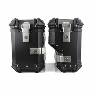 サイドボックス バイク用サイドケース 左右セット 各38L 右パニエ凹み型 ルミ製パニアケース 鍵/取付ネジ 取付サポートなし 革裏地 防水 黒