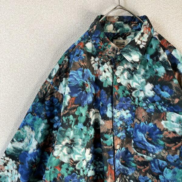 Z2 ボタニカル柄シャツ　長袖　鮮やか　カラフル　日本製　フリーサイズ