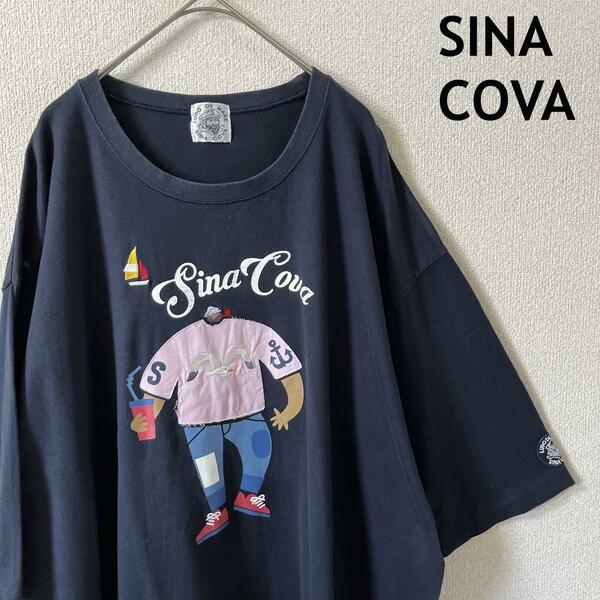 W3 SINACOVA tシャツ 半袖　刺繍　3XLメンズ　紺　シナコバ