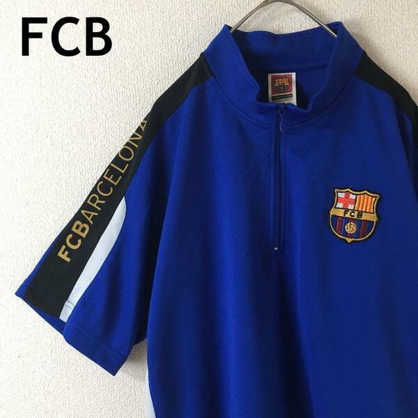 R1 FCB バルセロナ　半袖　ゲームシャツ　ハーフジップアップ　XLメンズ