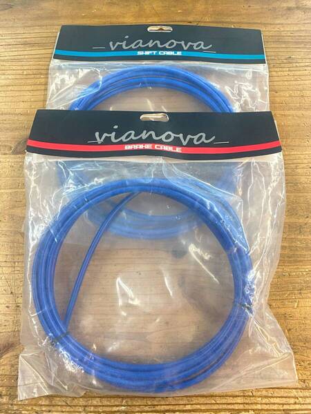 2本セット 自転車用ブレーキ&シフトアウターケーブル A型ブルー vianova オリジナル