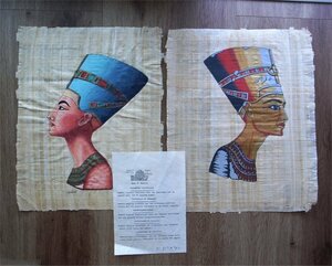  ★ Ramses Papyrus　パピルス　エジプトのパピルス絵画　2枚（E）　長期保管品　