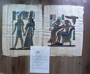 ★ Ramses Papyrus　パピルス　エジプトのパピルス絵画　2枚（D）　長期保管品　