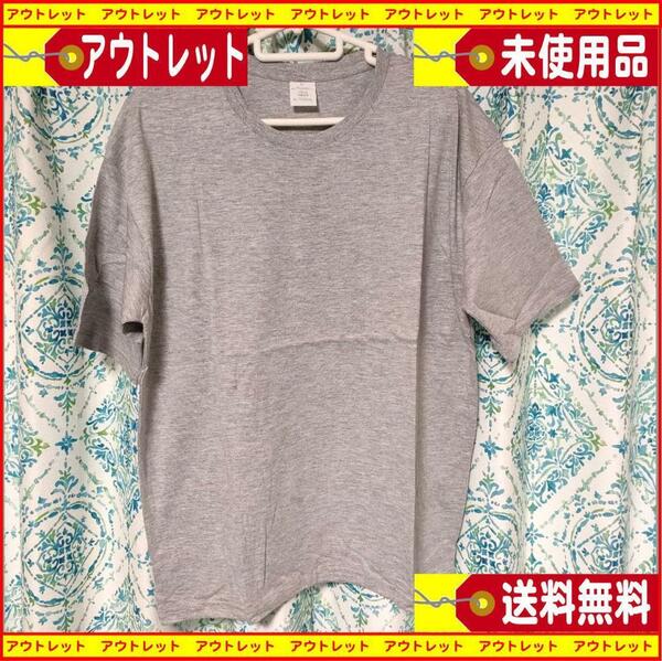 新品レディース 半袖 Tシャツ　灰色（グレー） 表記サイズL　 送料無料・匿名配送　無地なのでスポーツ等に最適！