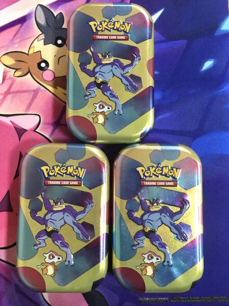 3個 海外限定 ポケモン 151 カイリキー ミニ 缶 tin