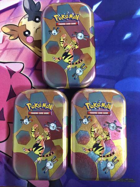 3個 海外限定 ポケモン 151 エレブー コイル ミニ 缶 tin