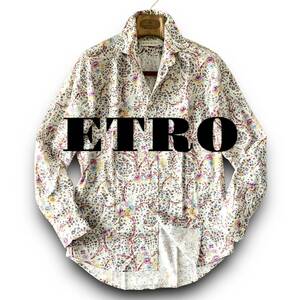 B04 beautiful goods ... flower design regular price 5 ten thousand M rom and rear (before and after) 38[ Etro ETRO] Italian cotton long sleeve shirt ... art. like one sheets multicolor 