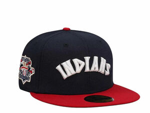 New Era Cleveland Indians 59FIFTY Fitted Hat 1901-2001 100 Seasons Patch 7 5/8 海外 即決