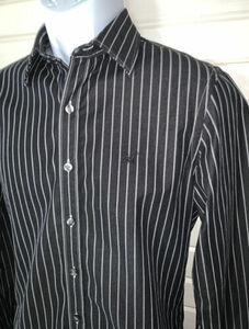 American Eagle Sz XS Premium Vintage Fit Button Up L/S Charcoal Stripe Shirt EUC 海外 即決