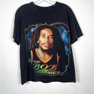Vintage Bai Bon Bob Marley Legend Double Sided Printed Black T-Shirt Size M 海外 即決