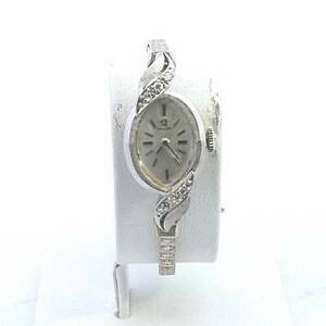 Estate 14K White Gold Omega Diamond Manual Wind Watch 海外 即決