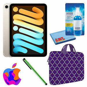 Apple iPad Mini 6 (64GB, Wi-Fi, Starlight) Bundle with Purple Moroccan Sleeve 海外 即決