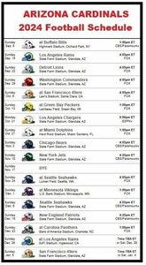 Arizona Cardinals 2024 NFL Football Schedule Refrigerator Magnet 4 by 7 inch 海外 即決