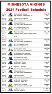 Minnesota Vikings 2024 NFL Football Schedule Refrigerator Magnet 4 by 7 inch 海外 即決