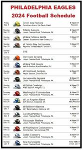 Philadelphia Eagles 2024 NFL Football Schedule Refrigerator Magnet 4 by 7 inch 海外 即決