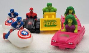 Hardees Cool Kids LOT OF 6 1990 Meal Hulk She Hulk Captain America Spiderman 海外 即決