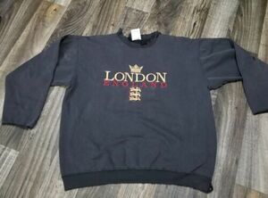 Vintage London England Hanes Top Sweats Long Sleeve Crewneck Very Distressed L 海外 即決