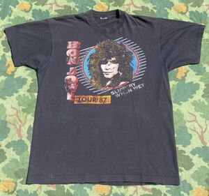 Vintage Bon Jovi Shirt Mens Large/XL 1987 Slippery When Wet Concert Tour Rare 海外 即決