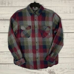 MATIX Mens Flannel Button Up Shirt M Medium Long Sleeve Red Gray Plaid Cotton 海外 即決