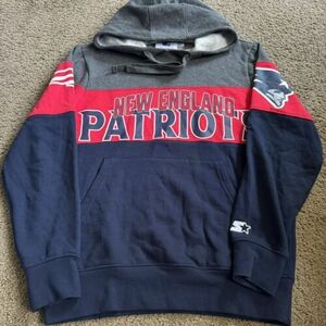 NFL New England Patriots Starter Hoodie Men’s Small Retro Embroidered Logo 海外 即決