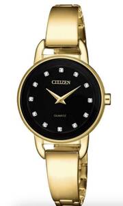$299 MSRP| Citizen EZ6372-69E Women's Gold Tone SS Bangle Watch 海外 即決