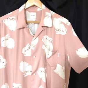 valuable money . era Karl hell m... pattern short sleeves shirt aloha shirt M size rabbit pink Karl Helmut Pink House men's Kaneko Isao 