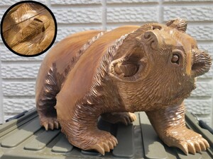 希少珍品 男性器付き熊の木彫り 昭和30年代 ヴィンテージ 男根 北海道 程度良好 大 熊 木彫り 北海道 熊彫り 木製 ペニス ちんちん 性神