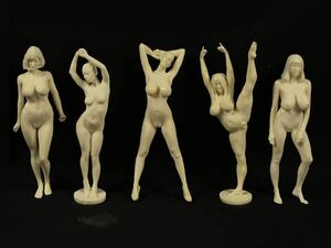 【福蔵】西洋美術 5体 置物 美人 裸婦 ヌード 樹脂製 天使 少女 女神 長身 女性 高14～15cm