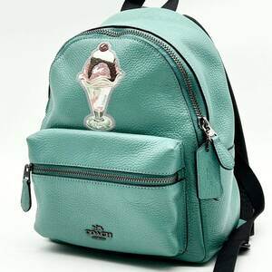 * beautiful goods *COACH Coach Mini rucksack backpack Day Pack ice cream charm attaching original leather emerald green 