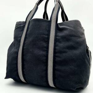 ●高級 ラージサイズ●BOTTEGA VENETA ボッテガヴェネタ 大容量 マルコポーロ トートバッグ ビジネスバッグ 鞄 かばん A4 キャンバス 黒