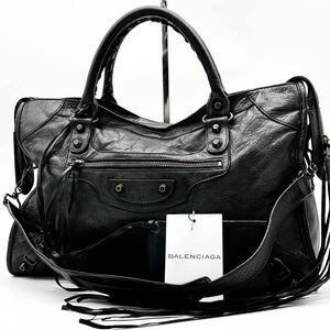 * высококлассный * Balenciaga BALENCIAGA 2way City ручная сумочка one сумка на плечо сумка портфель зеркало имеется плечо .. возможно натуральная кожа черный 