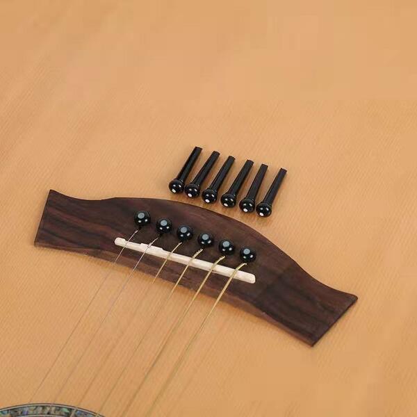 送料無料 ゆうパケット　アコギ アコースティックギター用ブリッジピン6本セット　ブラック