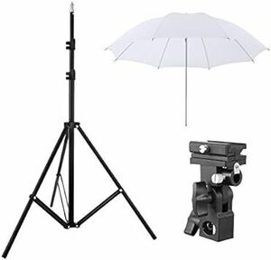 Meking 写真スタジオ用 撮影セット ライトスタンド+ホルダーB型+ホワイトアンブレラ 33in ストロボ/アンブレラ対応ホル
