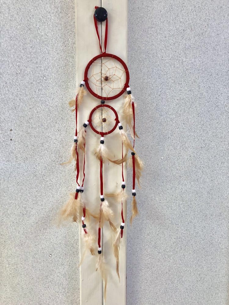 ★1500 yen including shipping★Dream catcher red/red approx. H50cm handmade American miscellaneous goods, handmade works, interior, miscellaneous goods, others